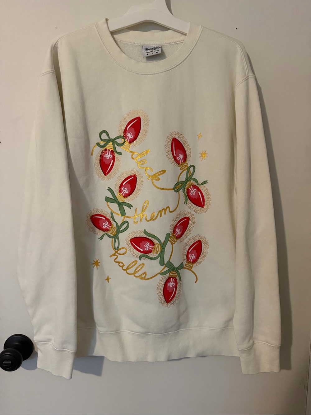 Living fully Holiday Light Graphic Crewneck Sweatshirt - Red & Green